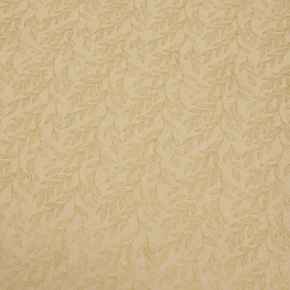 Cadeaupapier kraft bruin gouden bladeren 0,70x50m
