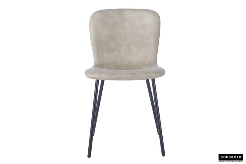 Eetkamerstoel ‘Susan’ PU Beige, Poten metaal en bekleding PU
