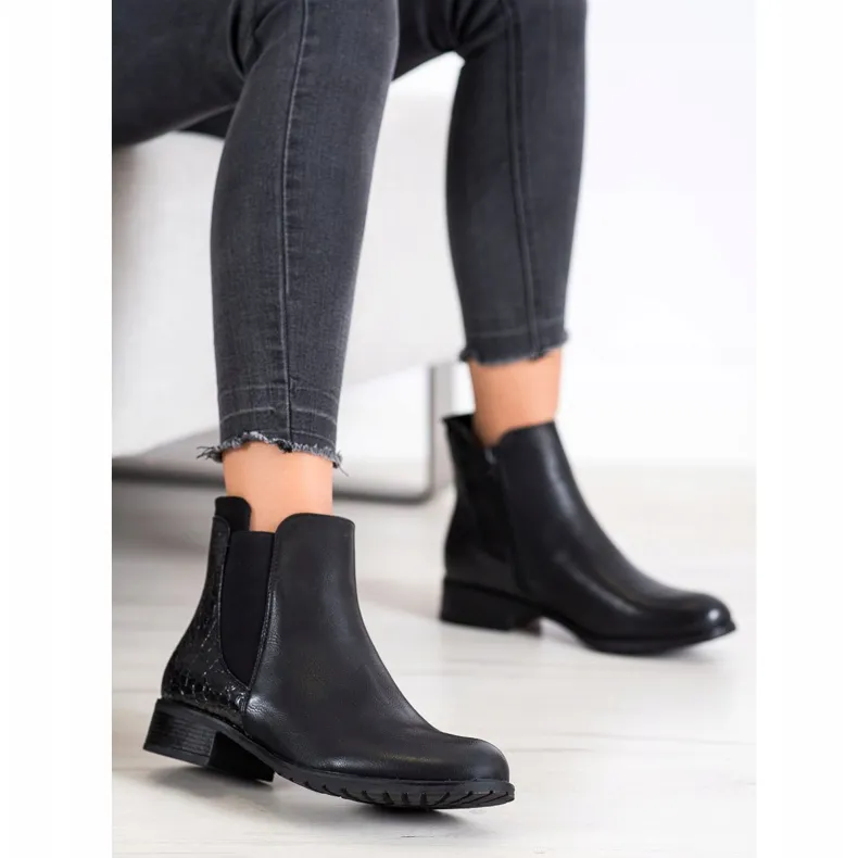 Kayla Casual laarzen met slangenprint zwart